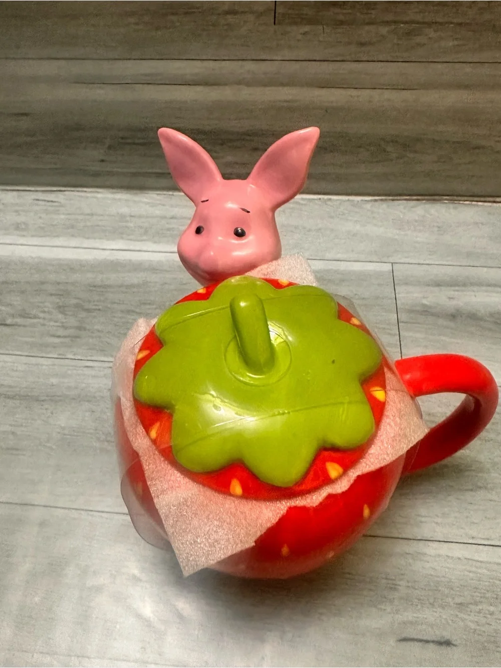Disney Pink Piglet with Red Strawberry Ceramic Jar